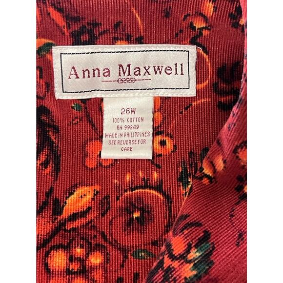 Anna Maxwell Women 26W Burnt Orange Floral Maxi Button Up Corduroy Dress Prairie - Picture 6 of 6